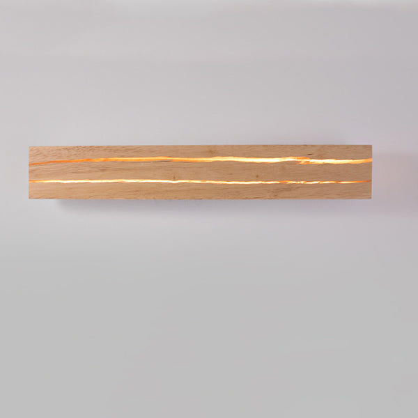 Rectangular Log Crack Wood Iron LED Wall Sconce Lamp