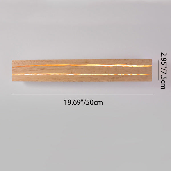 Rectangular Log Crack Wood Iron LED Wall Sconce Lamp