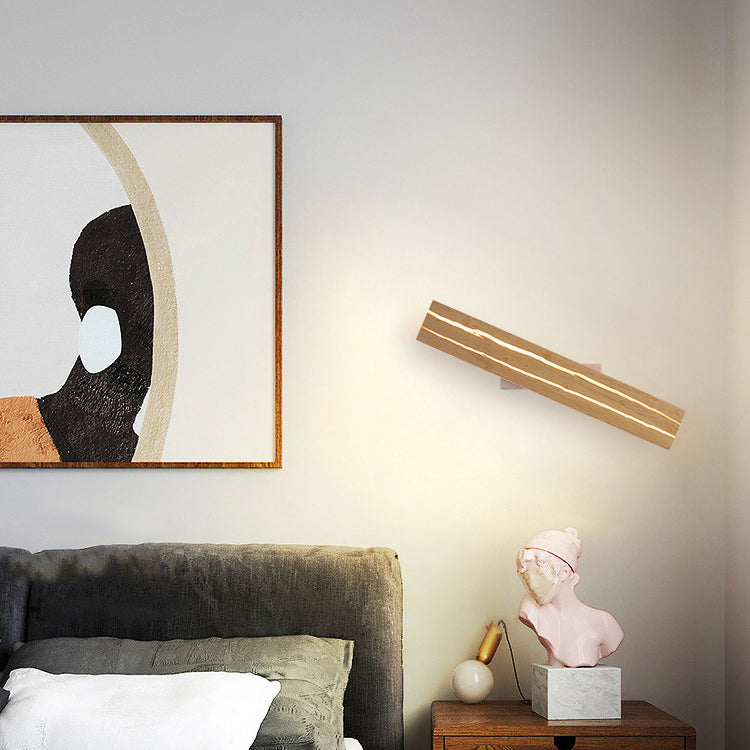 Rectangular Log Crack Wood Iron LED Wall Sconce Lamp