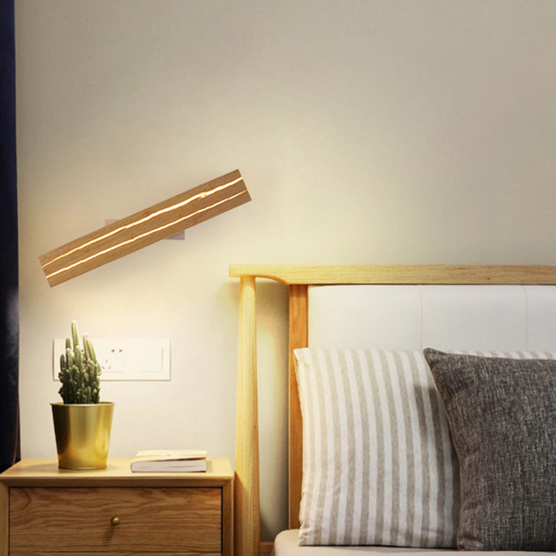Rectangular Log Crack Wood Iron LED Wall Sconce Lamp