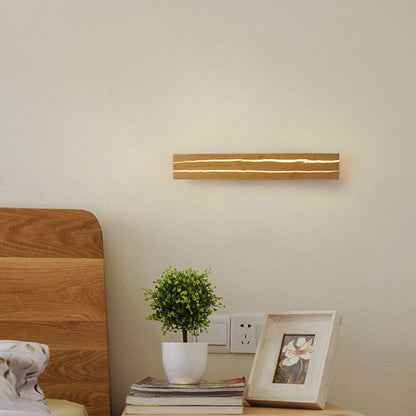 Rectangular Log Crack Wood Iron LED Wall Sconce Lamp