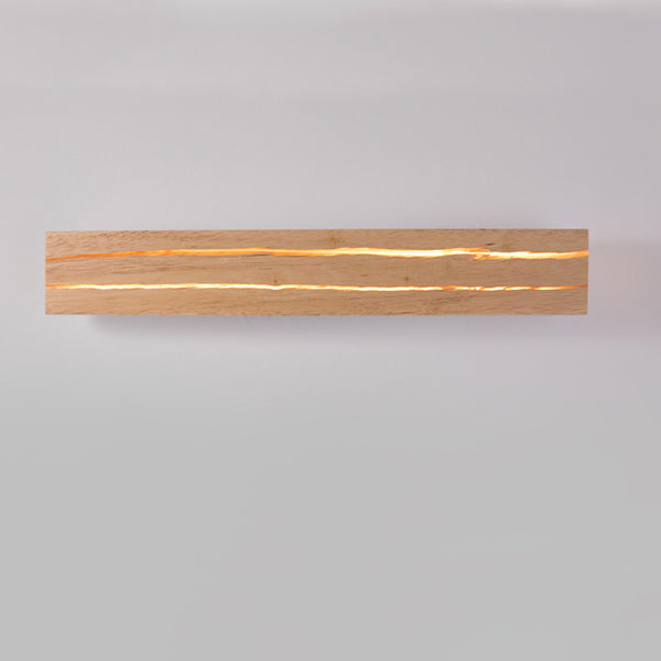 Rectangular Log Crack Wood Iron LED Wall Sconce Lamp