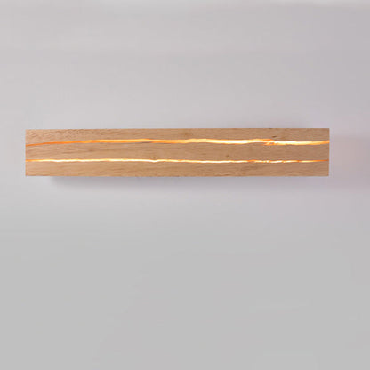 Rectangular Log Crack Wood Iron LED Wall Sconce Lamp