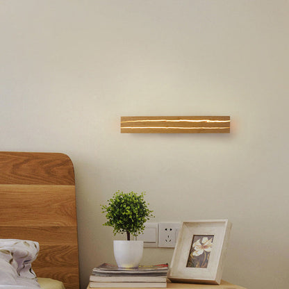 Rectangular Log Crack Wood Iron LED Wall Sconce Lamp