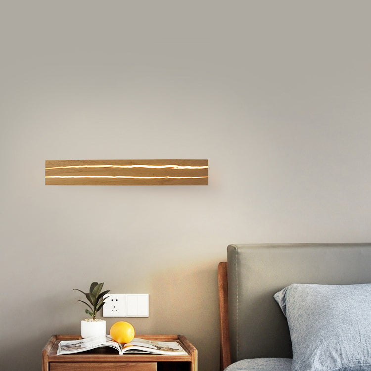 Rectangular Log Crack Wood Iron LED Wall Sconce Lamp