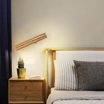 Rectangular Log Crack Wood Iron LED Wall Sconce Lamp