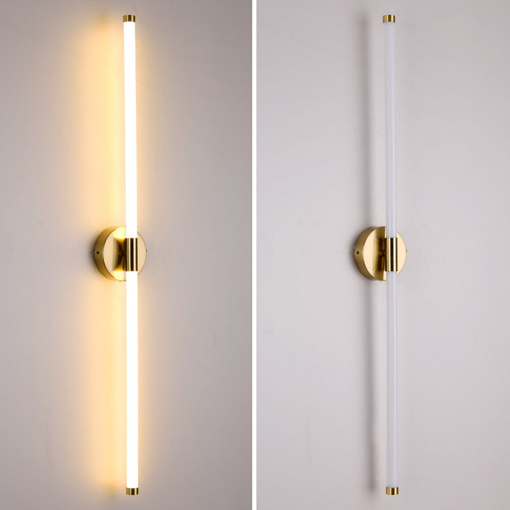 Round Base Long Strip Iron Silicone LED Wall Sconce Lamp