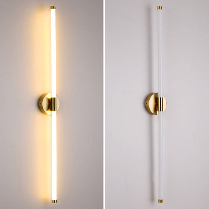 Round Base Long Strip Iron Silicone LED Wall Sconce Lamp