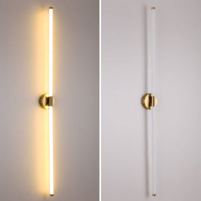 Round Base Long Strip Iron Silicone LED Wall Sconce Lamp