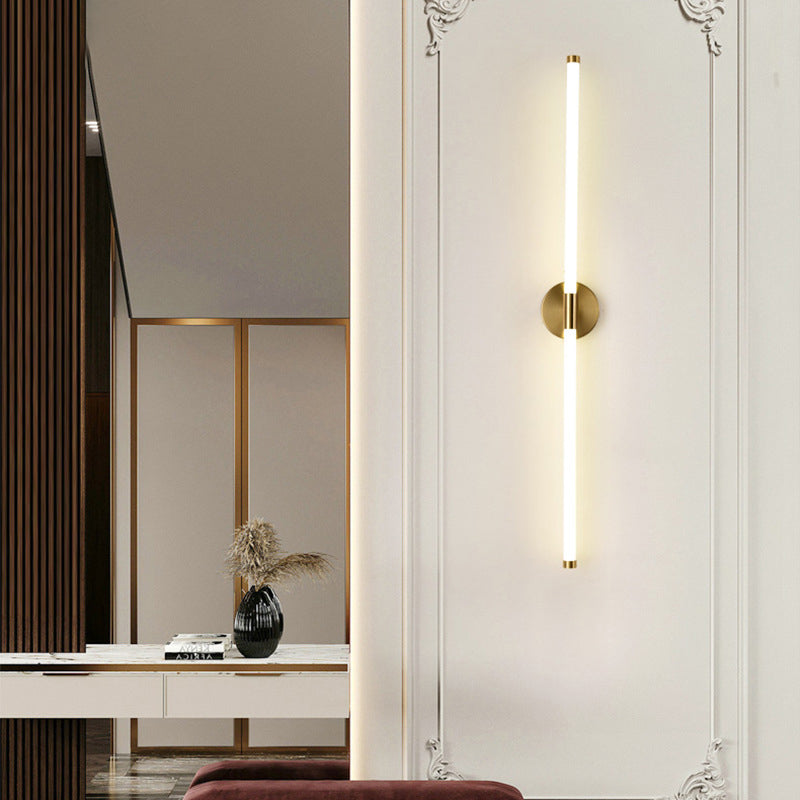 Round Base Long Strip Iron Silicone LED Wall Sconce Lamp