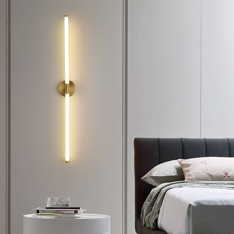 Round Base Long Strip Iron Silicone LED Wall Sconce Lamp
