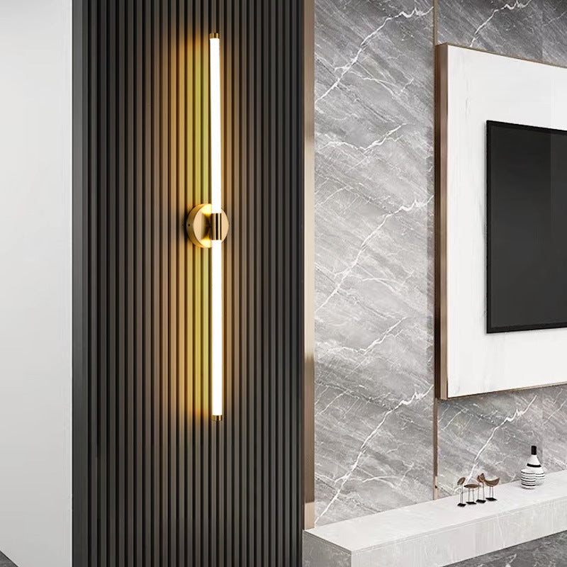 Round Base Long Strip Iron Silicone LED Wall Sconce Lamp