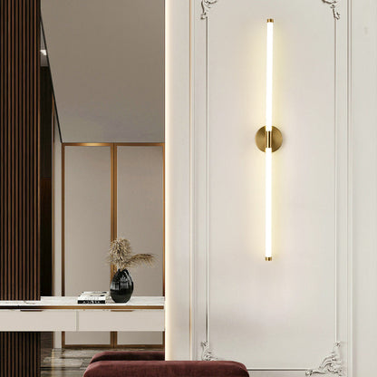 Round Base Long Strip Iron Silicone LED Wall Sconce Lamp