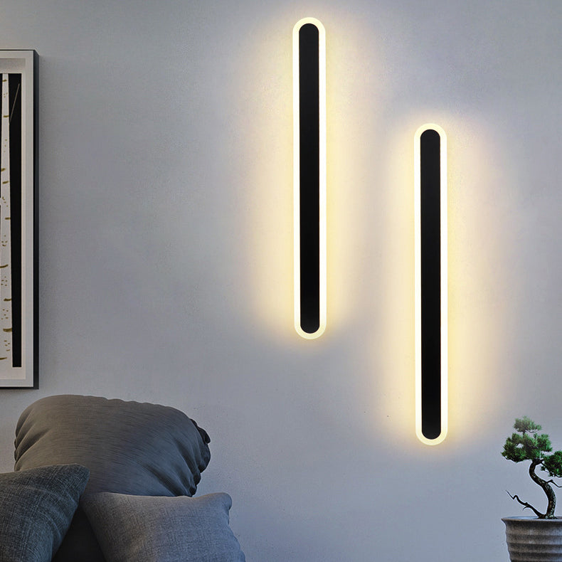 Long Oval Strip Acrylic Lampshade Iron LED Wall Sconce Lamp