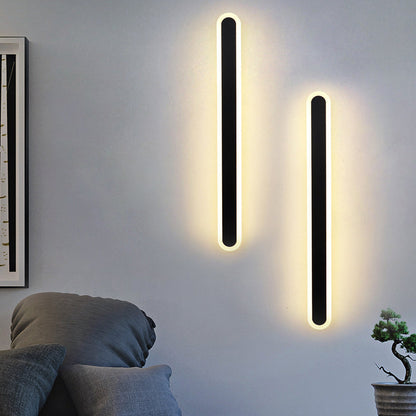 Long Oval Strip Acrylic Lampshade Iron LED Wall Sconce Lamp