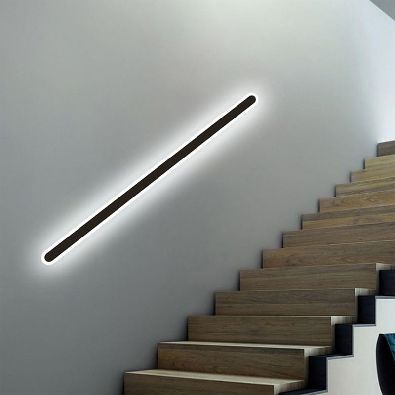 Long Oval Strip Acrylic Lampshade Iron LED Wall Sconce Lamp