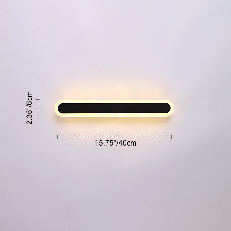 Long Oval Strip Acrylic Lampshade Iron LED Wall Sconce Lamp
