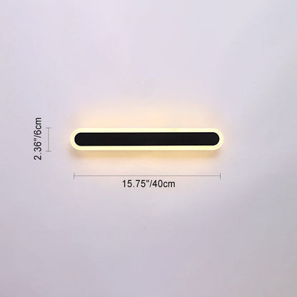 Long Oval Strip Acrylic Lampshade Iron LED Wall Sconce Lamp