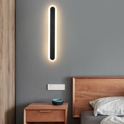 Long Oval Strip Acrylic Lampshade Iron LED Wall Sconce Lamp