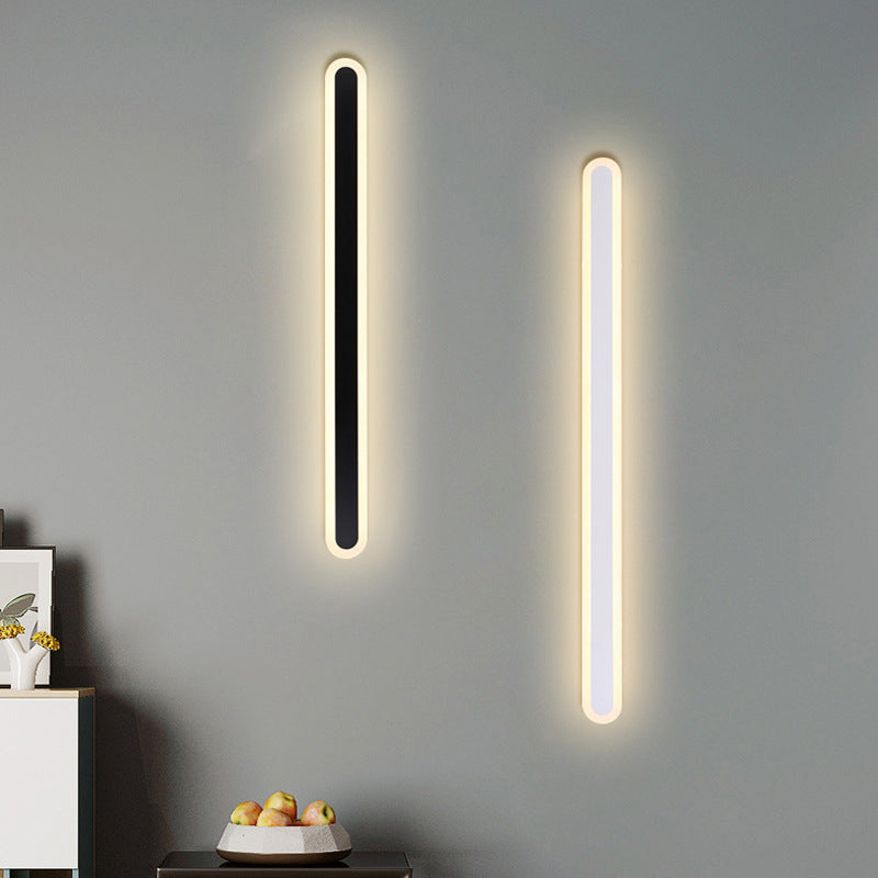 Long Oval Strip Acrylic Lampshade Iron LED Wall Sconce Lamp
