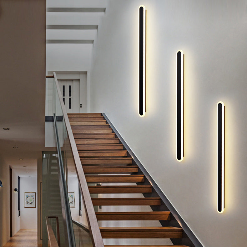 Long Oval Strip Acrylic Lampshade Iron LED Wall Sconce Lamp
