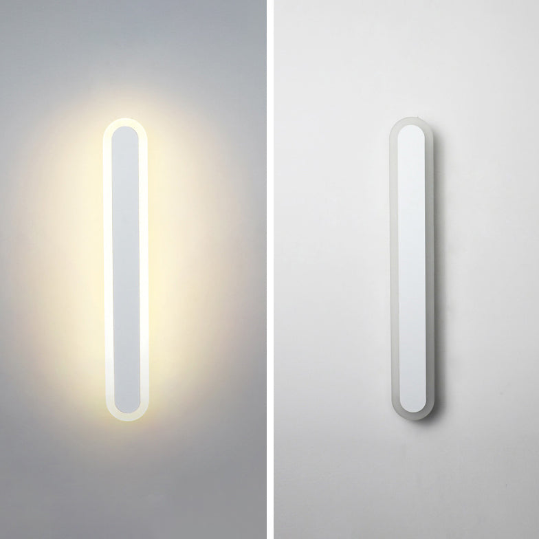 Long Oval Strip Acrylic Lampshade Iron LED Wall Sconce Lamp