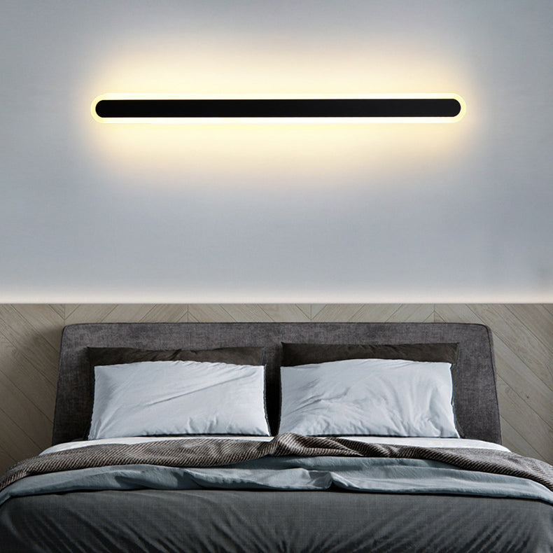 Long Oval Strip Acrylic Lampshade Iron LED Wall Sconce Lamp