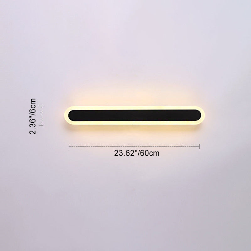 Long Oval Strip Acrylic Lampshade Iron LED Wall Sconce Lamp
