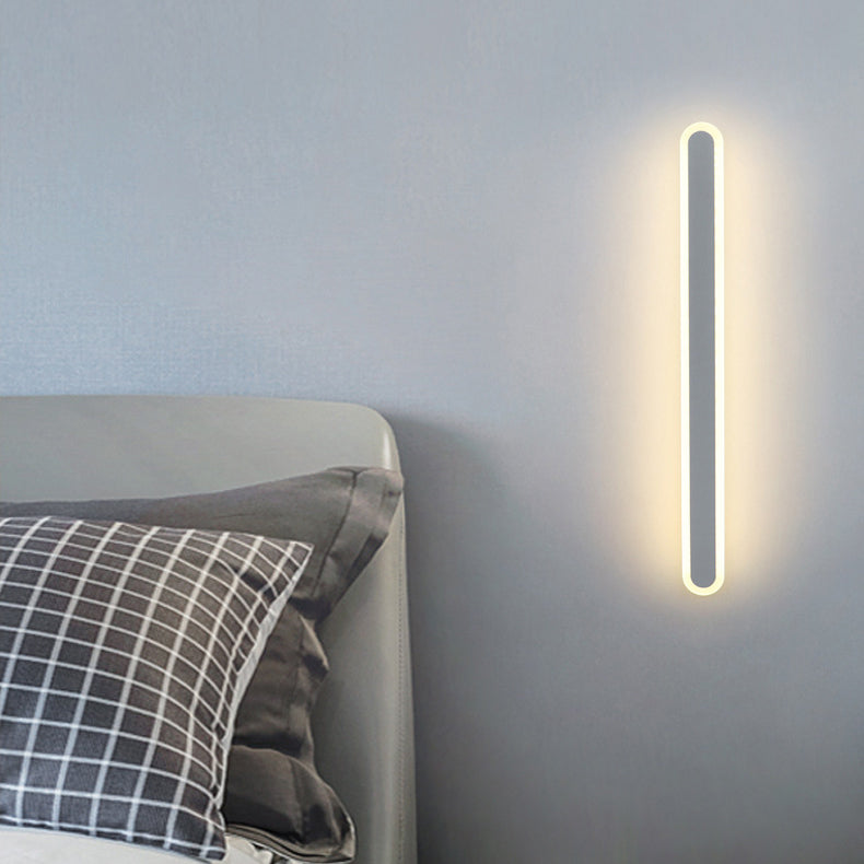 Long Oval Strip Acrylic Lampshade Iron LED Wall Sconce Lamp