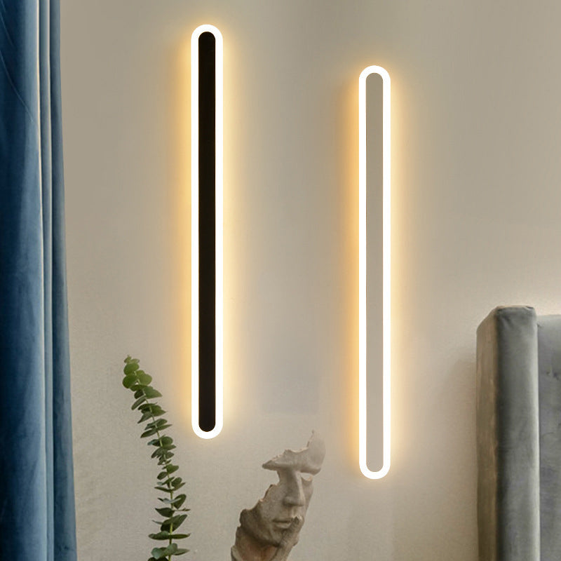 Long Oval Strip Acrylic Lampshade Iron LED Wall Sconce Lamp