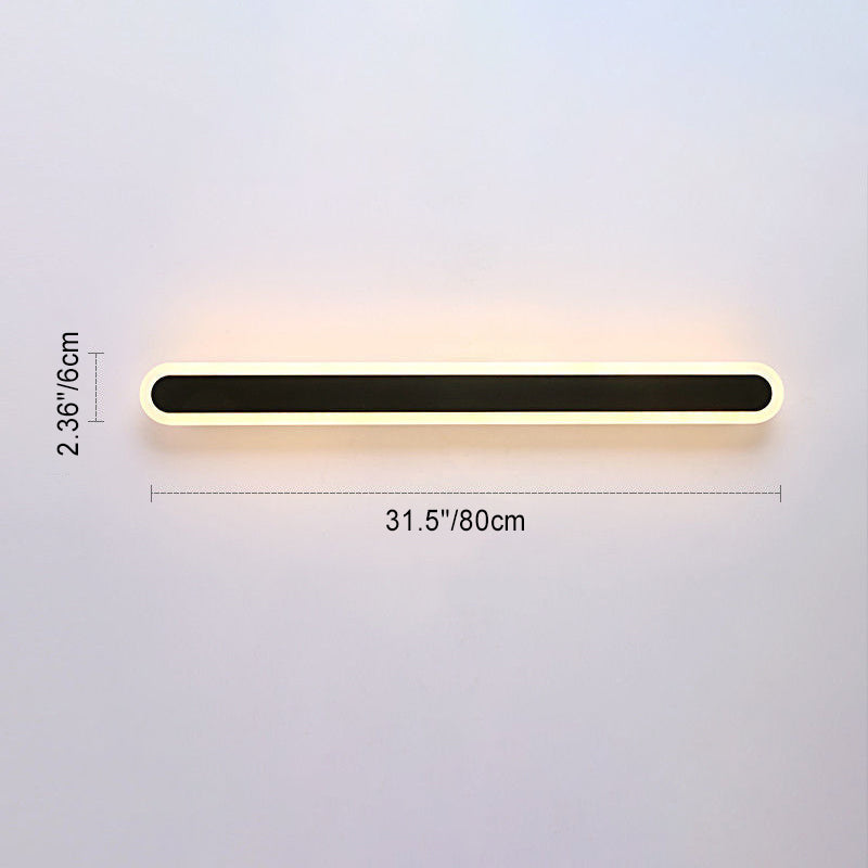 Long Oval Strip Acrylic Lampshade Iron LED Wall Sconce Lamp