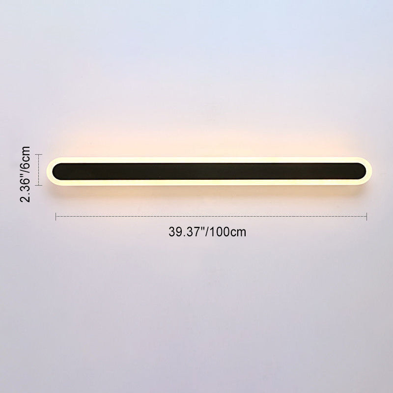 Long Oval Strip Acrylic Lampshade Iron LED Wall Sconce Lamp