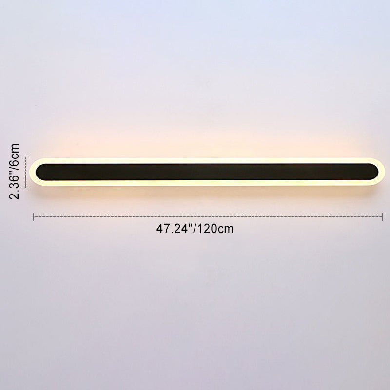 Long Oval Strip Acrylic Lampshade Iron LED Wall Sconce Lamp