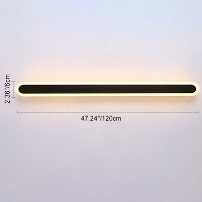 Long Oval Strip Acrylic Lampshade Iron LED Wall Sconce Lamp