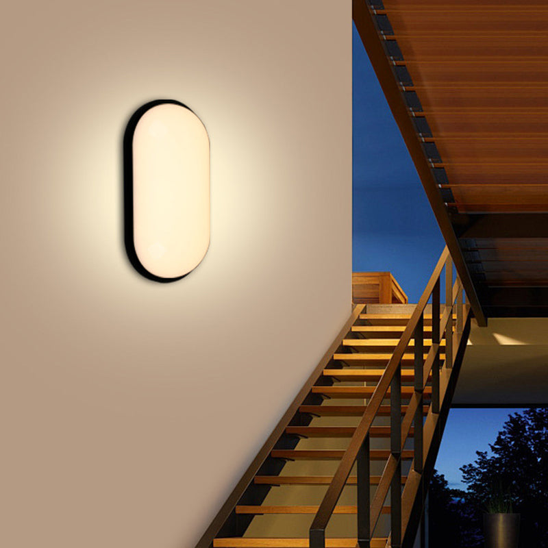Minimalist Waterproof Oval PP PC LED Wall Sconce Lamp