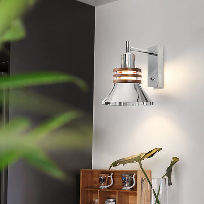 Scandinavian Disc Base Iron Wood 1-Light Wall Sconce Lamp