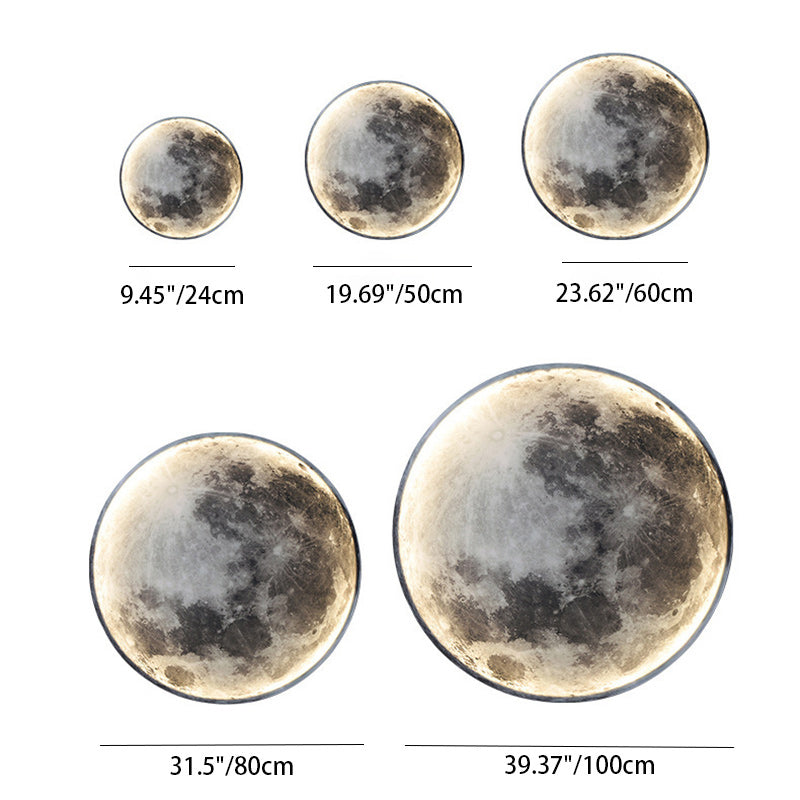 Scandinavian Round Moon Iron Acrylic LED Wall Sconce Lamp