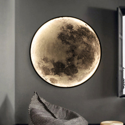 Scandinavian Round Moon Iron Acrylic LED Wall Sconce Lamp