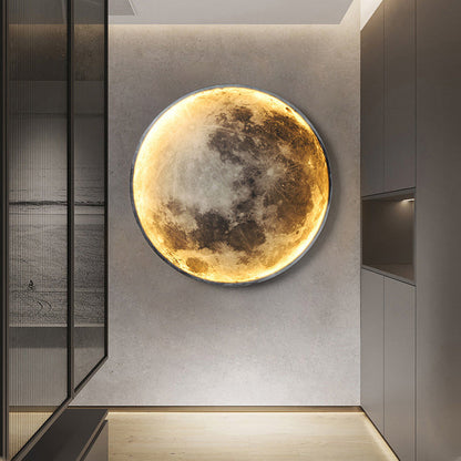 Scandinavian Round Moon Iron Acrylic LED Wall Sconce Lamp
