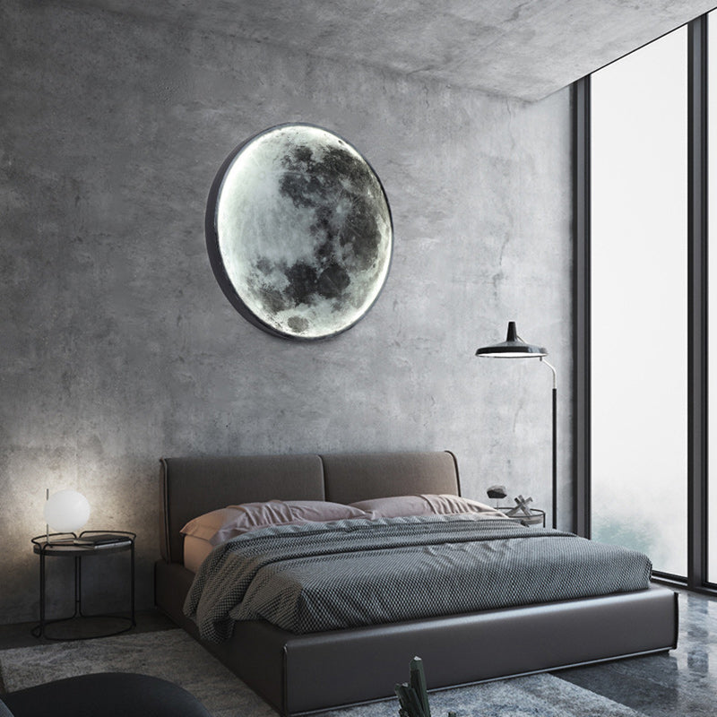 Scandinavian Round Moon Iron Acrylic LED Wall Sconce Lamp
