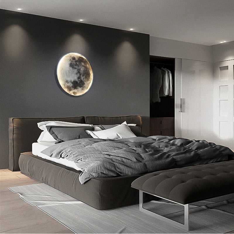 Scandinavian Round Moon Iron Acrylic LED Wall Sconce Lamp