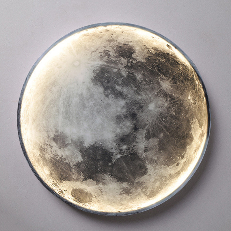 Scandinavian Round Moon Iron Acrylic LED Wall Sconce Lamp