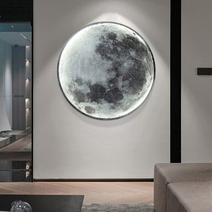 Scandinavian Round Moon Iron Acrylic LED Wall Sconce Lamp