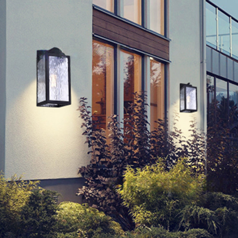Scandinavian Glass Iron 1-Light Outdoor Wall Sconce Lamp