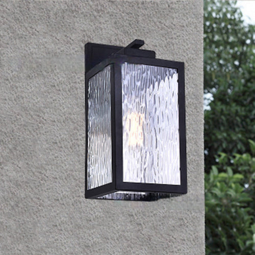 Scandinavian Glass Iron 1-Light Outdoor Wall Sconce Lamp