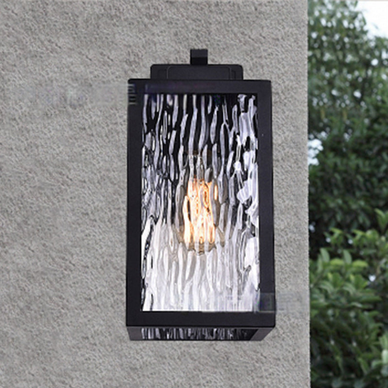 Scandinavian Glass Iron 1-Light Outdoor Wall Sconce Lamp
