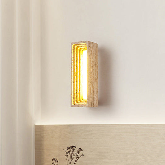 Japanese Multi-Layer Yellow Travertine LED Wall Sconce Lamp