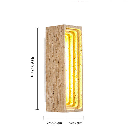 Japanese Multi-Layer Yellow Travertine LED Wall Sconce Lamp