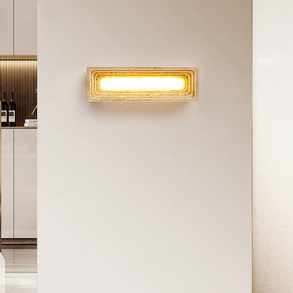 Japanese Multi-Layer Yellow Travertine LED Wall Sconce Lamp