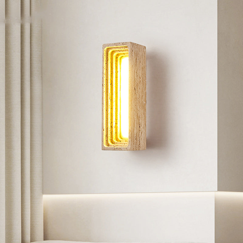 Japanese Multi-Layer Yellow Travertine LED Wall Sconce Lamp